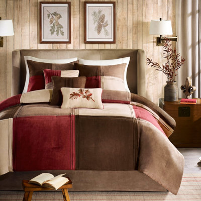7 pièces de lit en microsuède rouge