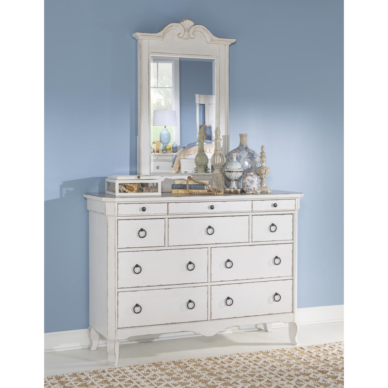 Miroir festonné rétro Country Country (verre biseauté), Blanc