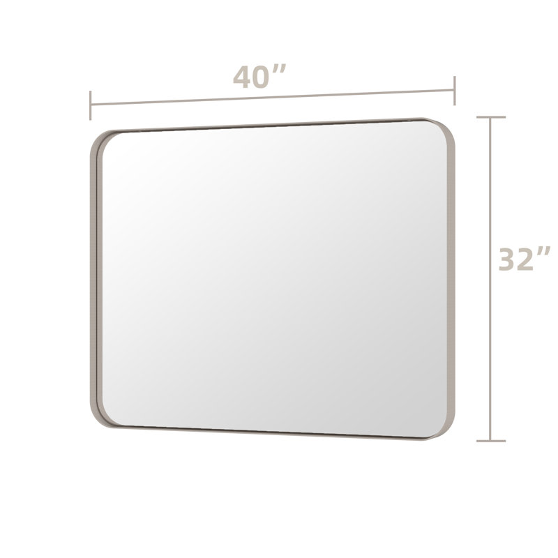 Miroir de salle de bain mural Premium Premium, Nickel brossé, 32 po x 40 po, Rectangulaire