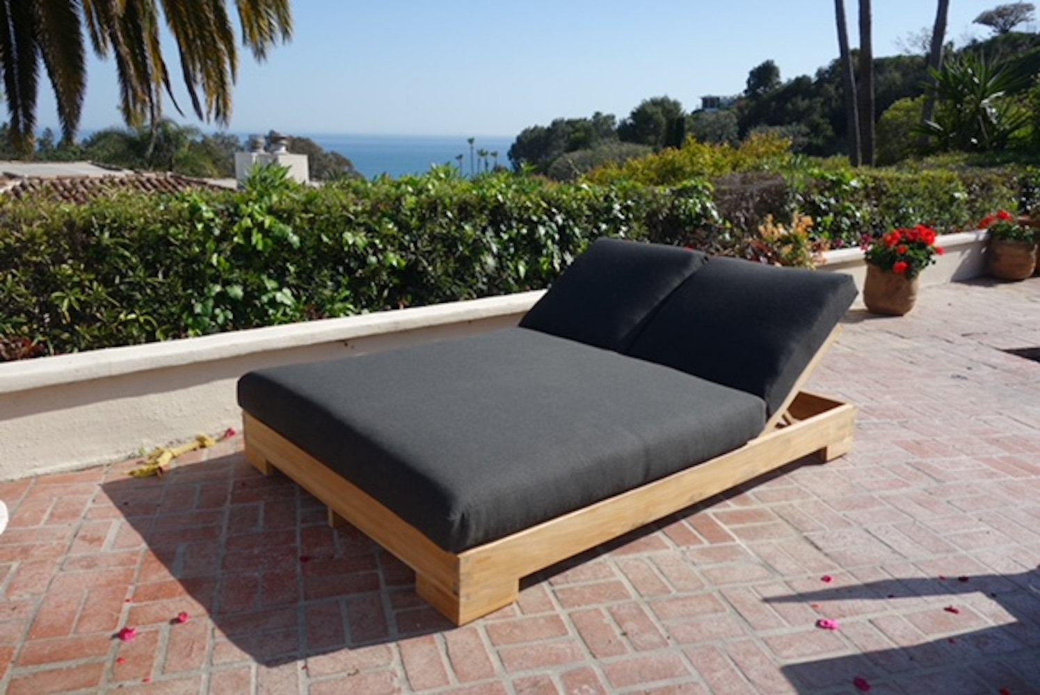 55" Sunbrella® Patio Double Chaise Lounge, Canvas Black Sunbrella