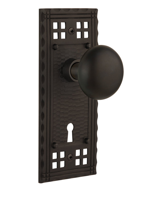 Craftsman Plate with Decorative Keyhole and New York Door Knob, Oil-Rubbed Bronze