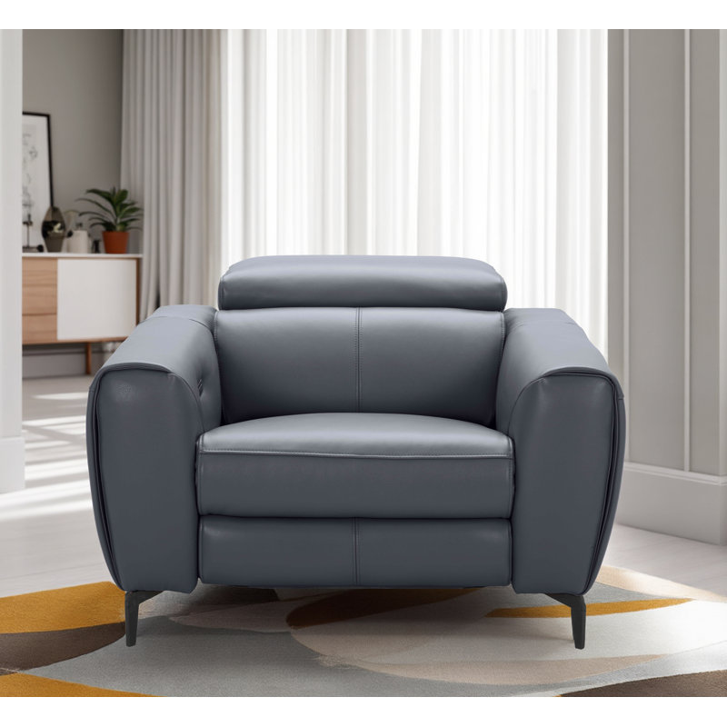 Milan Upholstered Power Recliner, Blue Grey
