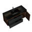 Meuble-lavabo Grace de 48 po en noyer avec lavabo en quartz noir mat et tiroirs noirs et porte, meuble-lavabo mural flottant pour salle de bain moderne, lavabo noir mat, pré-assemblé