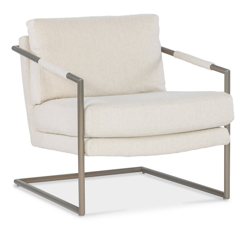 Inverness Natural Beige Leather and Metal Armchair