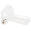 Lit maison avec fenêtre et tiroirs de chevet, lit plateforme avec tablettes et ensemble de prises et port USB, blanc