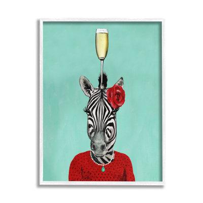 Impression sur cadre en bois aggloméré tendance à motif rouge zébré champagne G