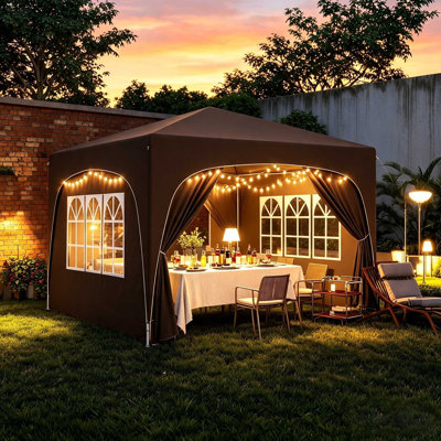 3 x 3m Pop‑Up Gazebo Shelter with Accessories, Sand