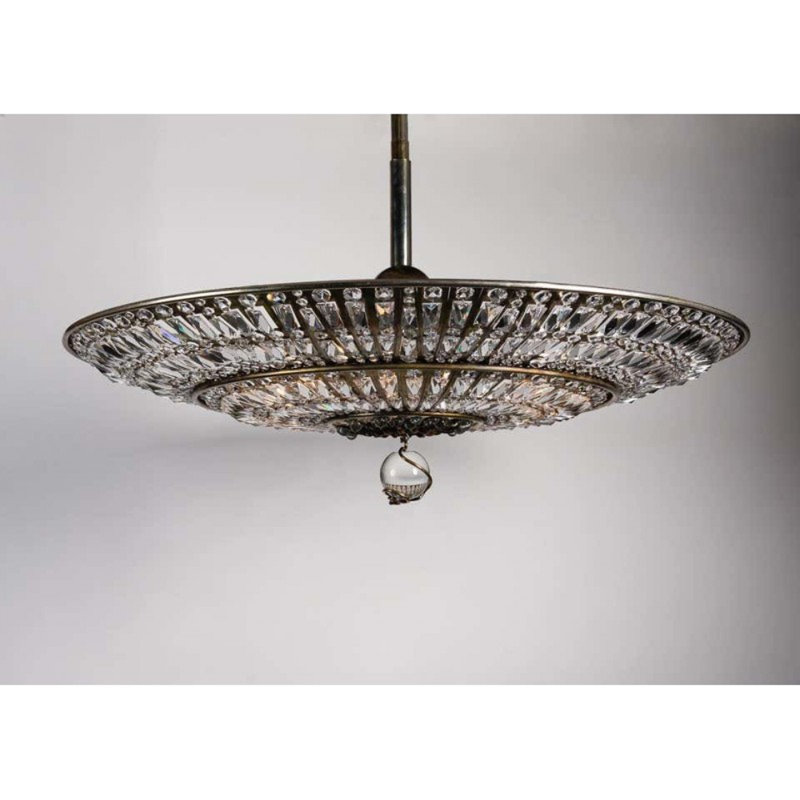 Lustre tambour 12 lumières Jayvionna, Fumée, 58" Diameter x 24." Height, Laiton vieilli