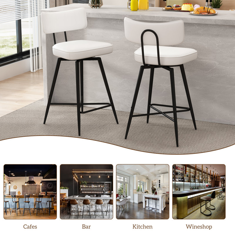 Ensemble de tabourets de bar pivotants à hauteur de comptoir, tabourets de comptoir de cuisine en cuir de 26 po pour îlot de cuisine