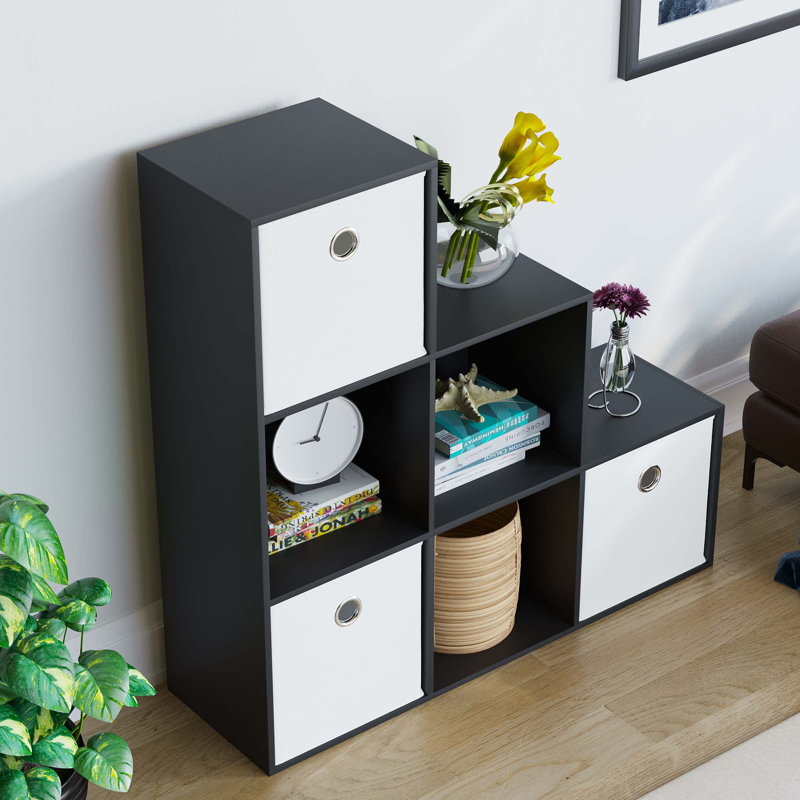 Herchel 96.5cm H x 96.5cm W Cube Bookcase, Black, White
