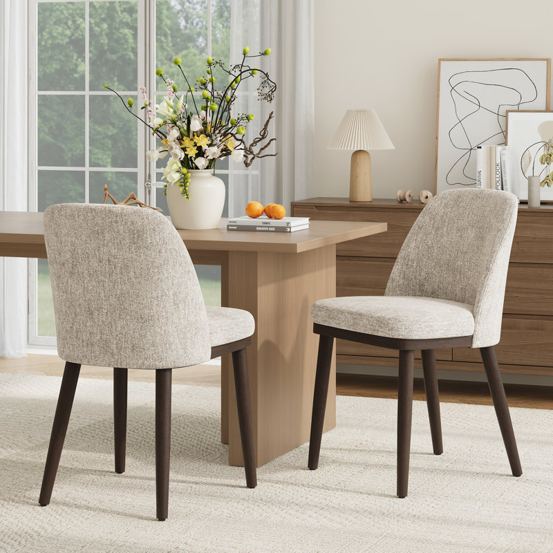 Chaise rembourrée en bois massif avec tissu doux, Chameau