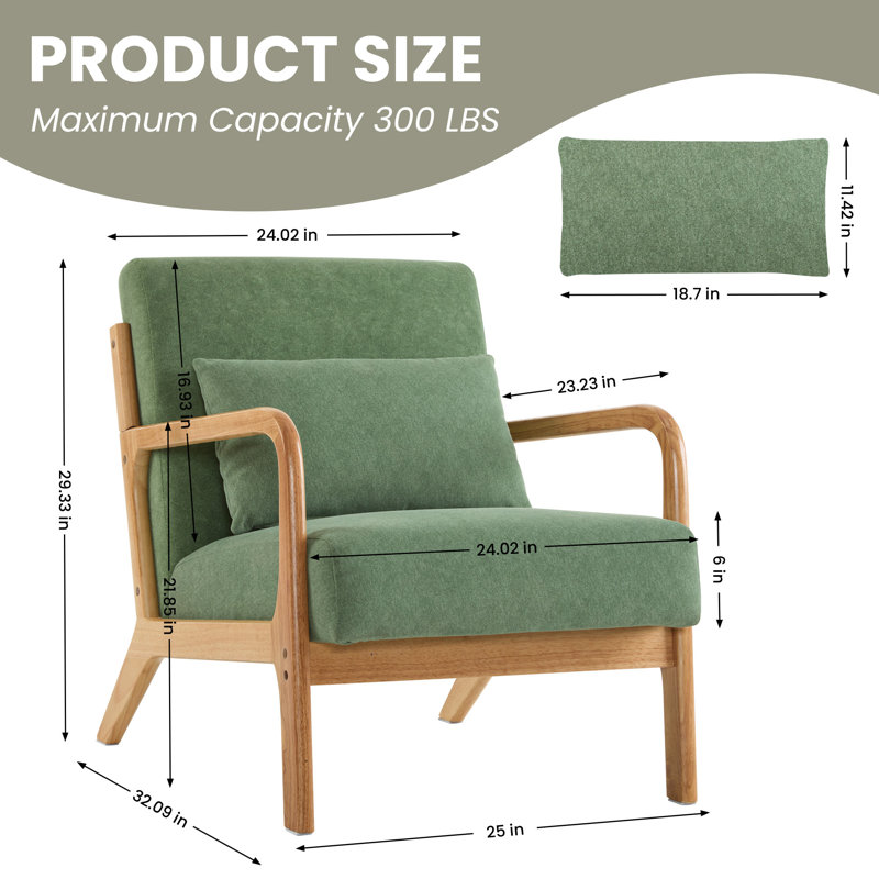 Upholstered Armchair, Green