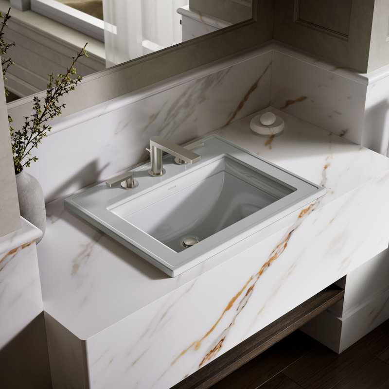 Memoirs® Stately Drop-in Bathroom Sink, Ice Gray, 8" Centers
