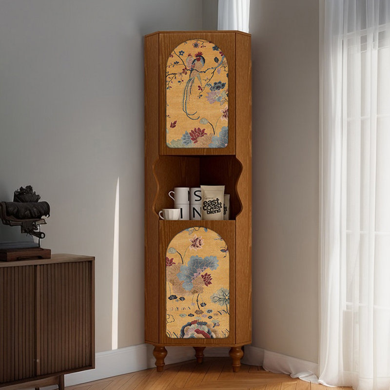 Bibliothèque de coin de rangement multifonctionnelle, Brun