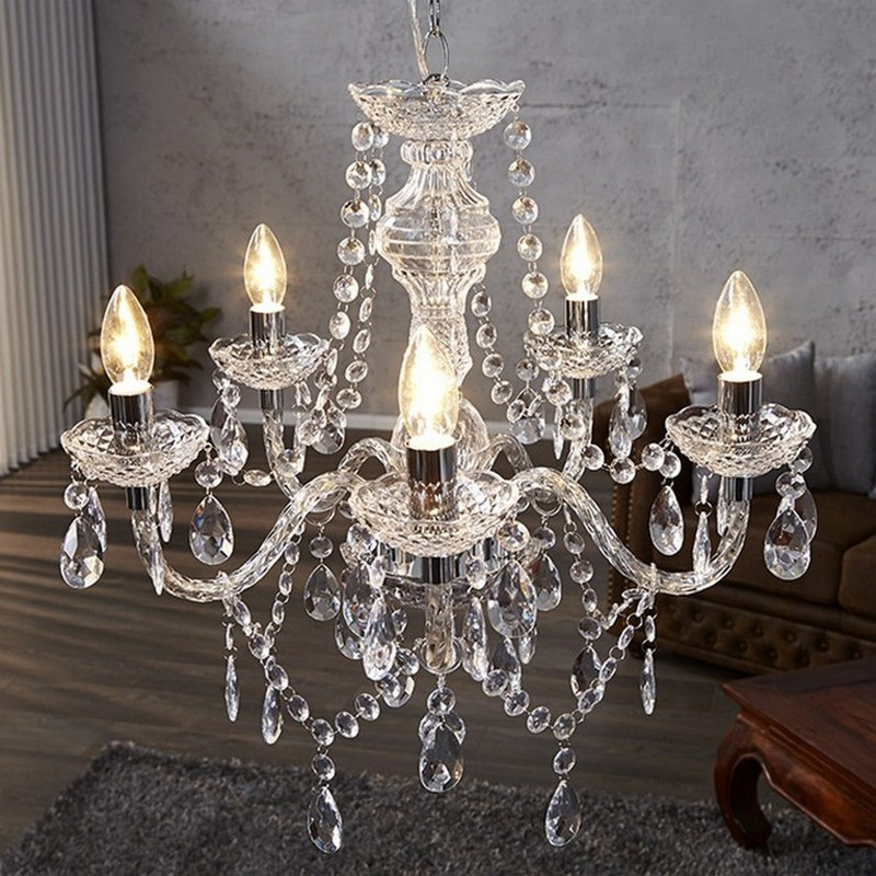 5 - Light Candle Style Chandelier, Translucent