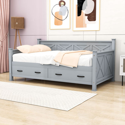 Twin Size 2 Drawers Wooden Daybed