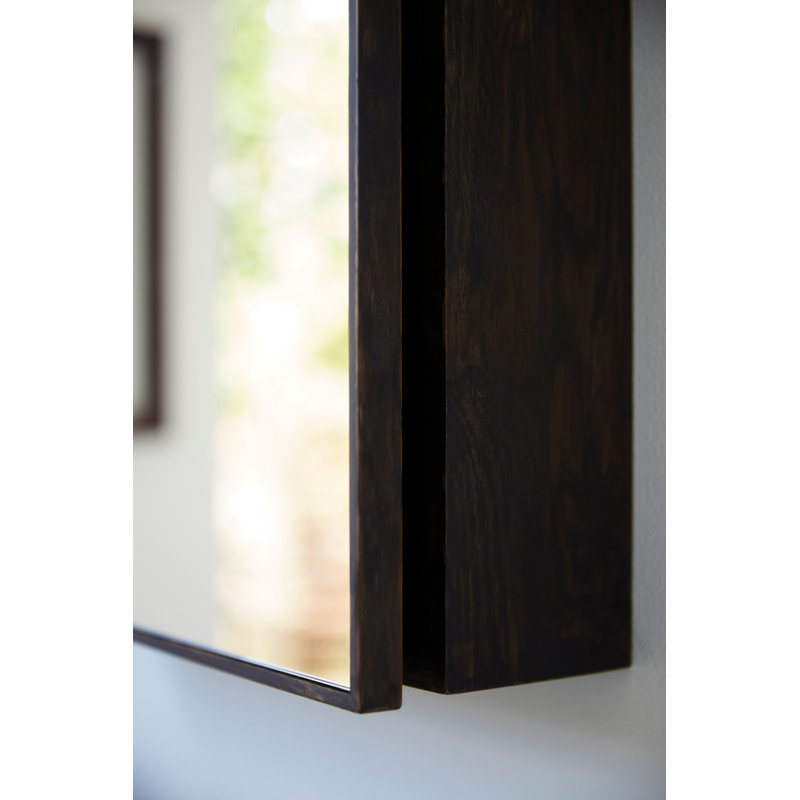 Slimline 18'' W Mirrored Medicine Cabinet, Dark Oak