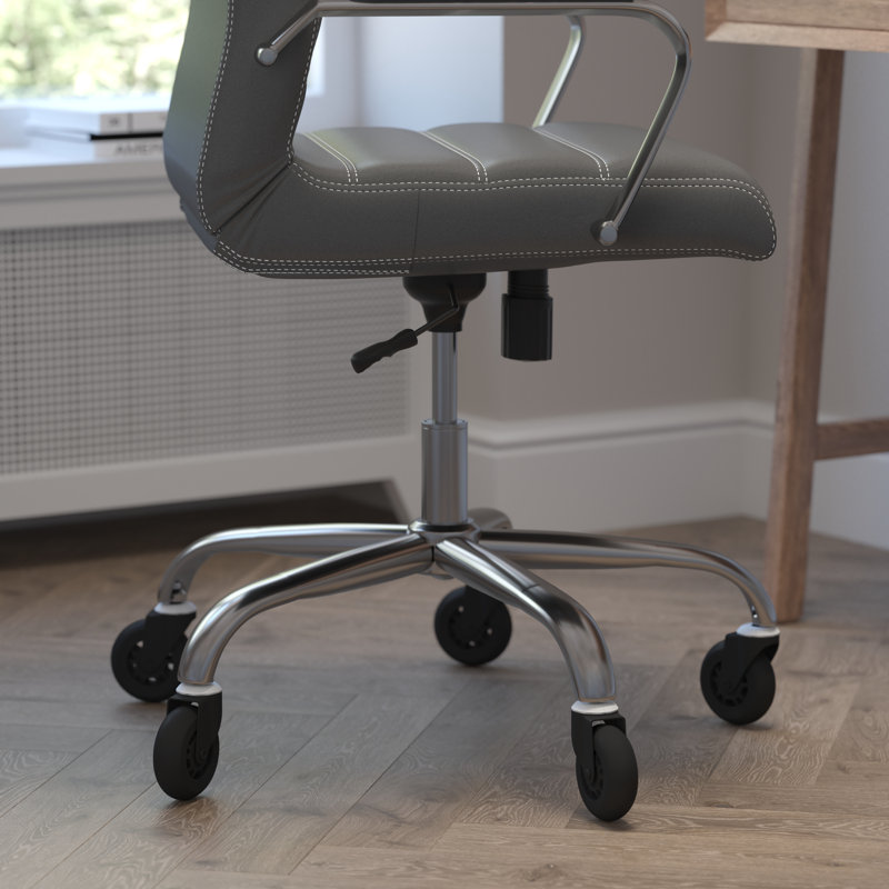 Gray LeatherSoft High Back Executive Swivel Office Chair with Chrome Frame