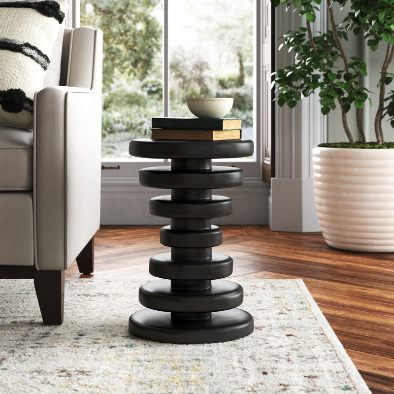 Hylan Solid Wood End Table, Charcoal Oil Finish