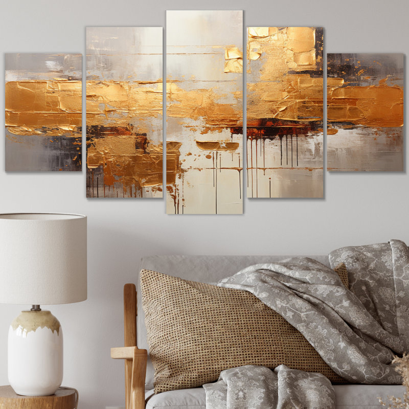 Golden Gleam VII sur toile, reproduction de 5 pièces