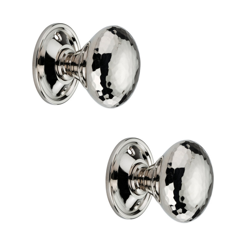 Hammered Mushroom Rim/Mortice Door Knob Polished Nickel