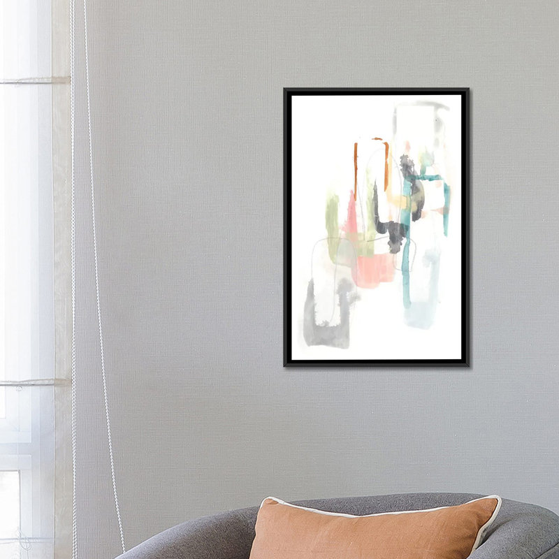 « pastel windows ii », reproduction sur toile, Toile avec cadre noir, Pas de tapis, H 48 po x l 32 po x P 1,5 po