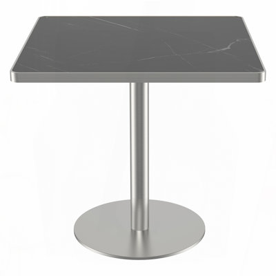 31.5" Square Bistro Table – Faux Marble Snow Mountain Stone Top with Gold Legs