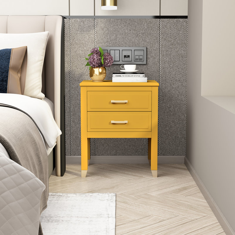 Cormac 50cm W Bedside Table, Mustard