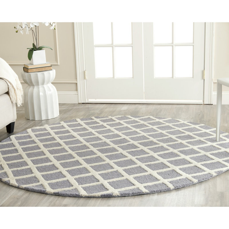 Sanyla Hand Tufted Wool Geometric Rug, Round 6'