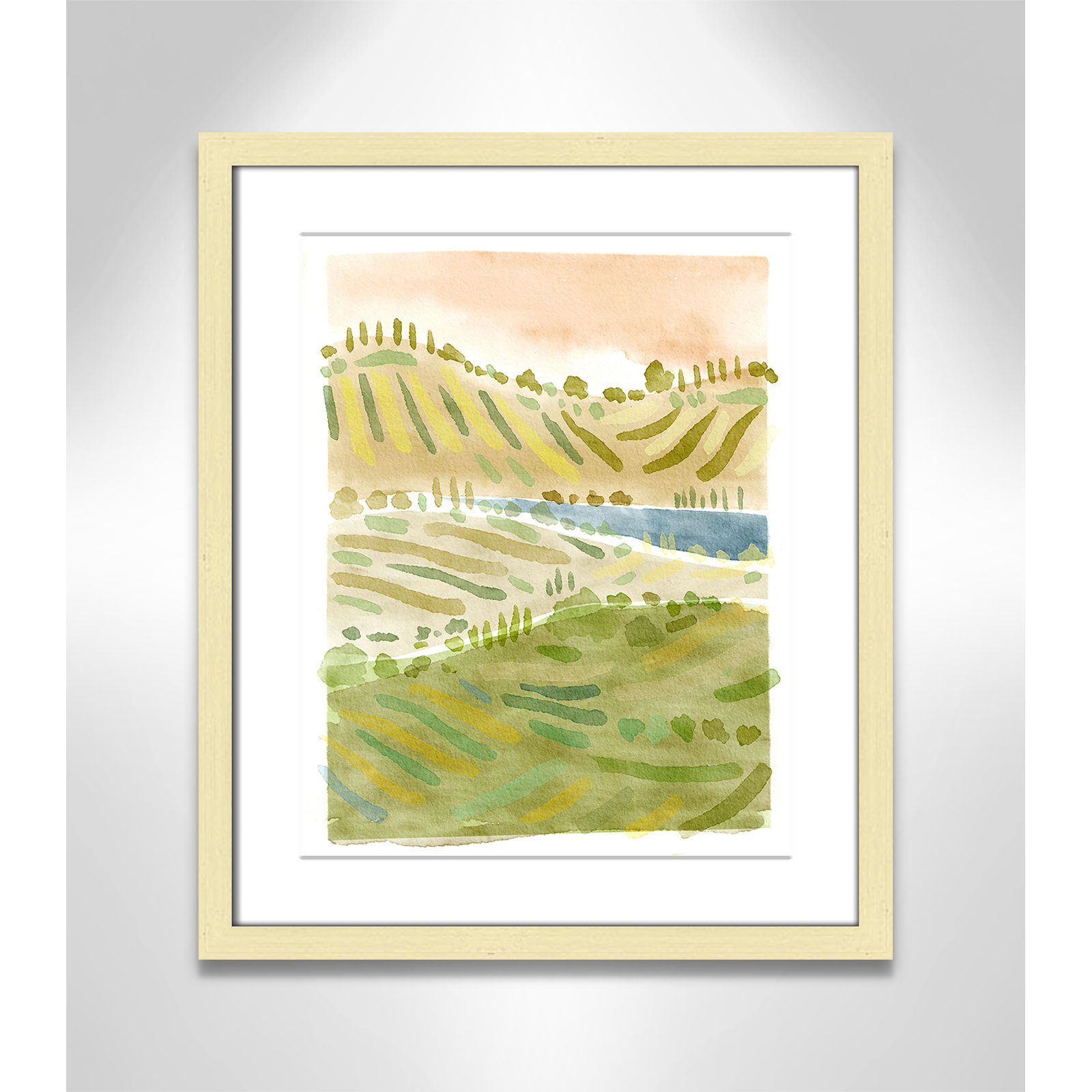 Tuscan Countryside Print by Leah Straatsma, White, 19" H x 16" W x 1.25" D, Gold Single Picture Framed Paper