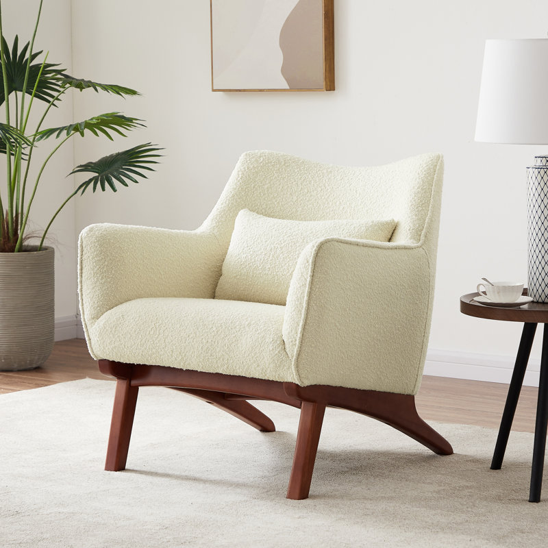 Elderon 30" Wide Armchair, Beige Boucle