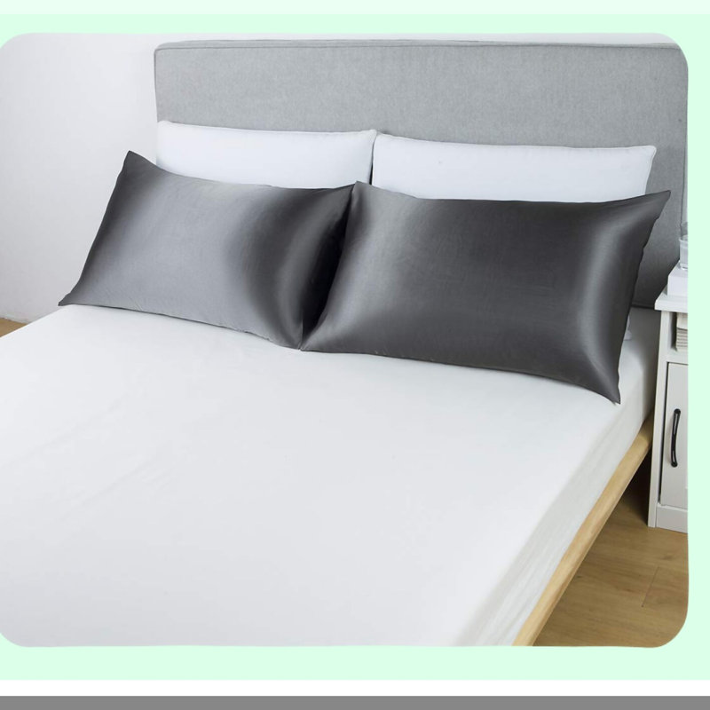 CoolSilk Breathable Gray Queen Pillowcase - Super Soft Cooling Hair Case - Grey Luxe Bedding Accessory