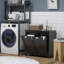 Armoire de salle de bain avec panier inclinable, compartiment double. Rangement moderne pour salle de bain, noir. Grand porte-serviettes. Rangement séparé pour et foncé. Fabriqué à l'eau. Conception de surmatelas. Fixable au mur. L 30 po x