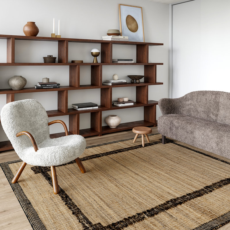 Handmade Natural Jute and Wool Rectangular Area Rug