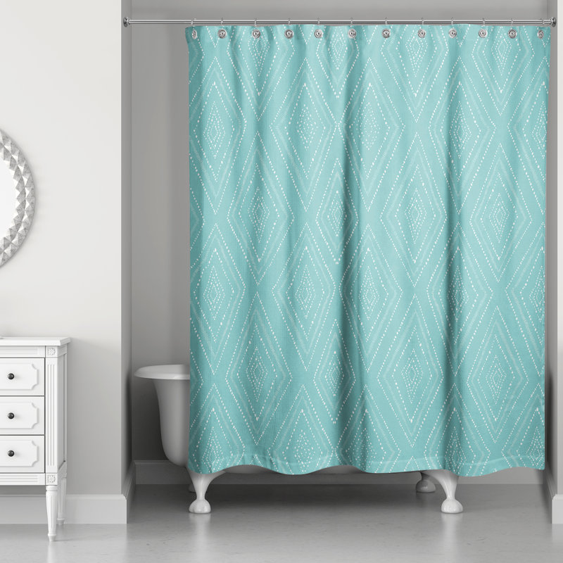 Rideau de douche géométrique simple, Bleu sarcelle