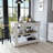Kitchen Island 36" H, Six Casters, Two Drawers, Two Open Storage Shelves, Towel Hanger