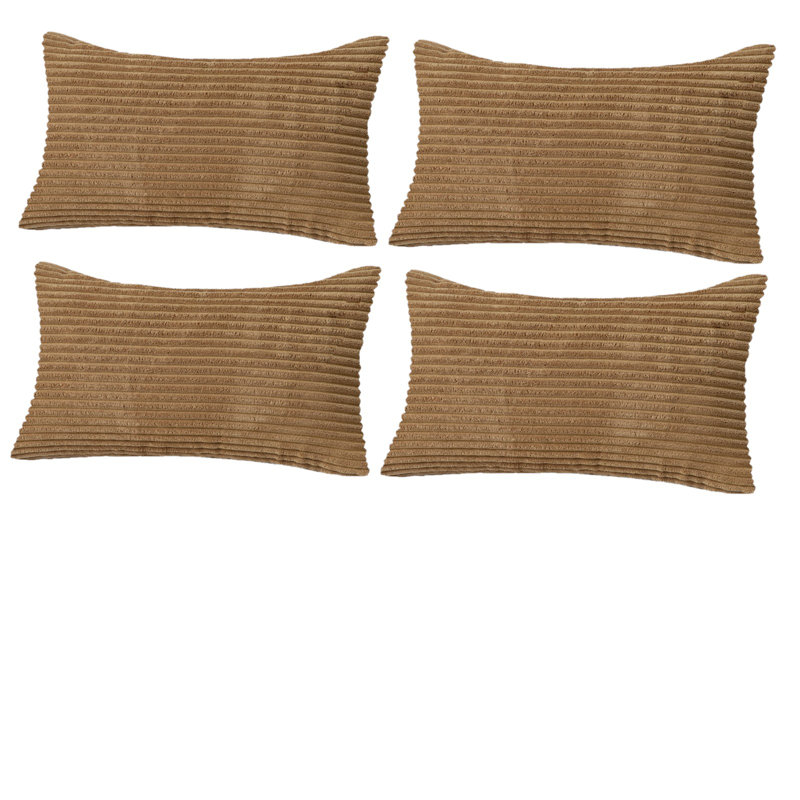Striped Cotton Blend Reversible Pillow Cover, Beige