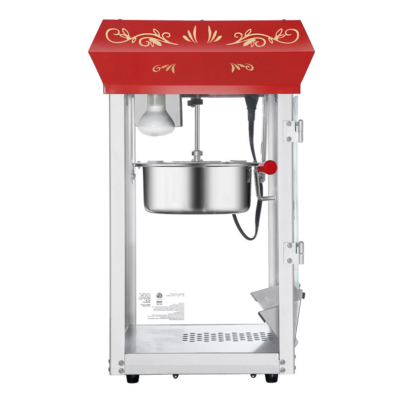 Vintage Red Stainless Steel Countertop Popcorn Machine