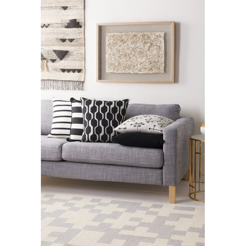 Housse de coussin 100% coton Umaiza, Noir / blanc, Polyester / bourre de polyester