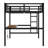 Metal  Loft Bed  with Power Outlet and LED Lighted, Space-Saving, Noise Reduced, Black-2114525515