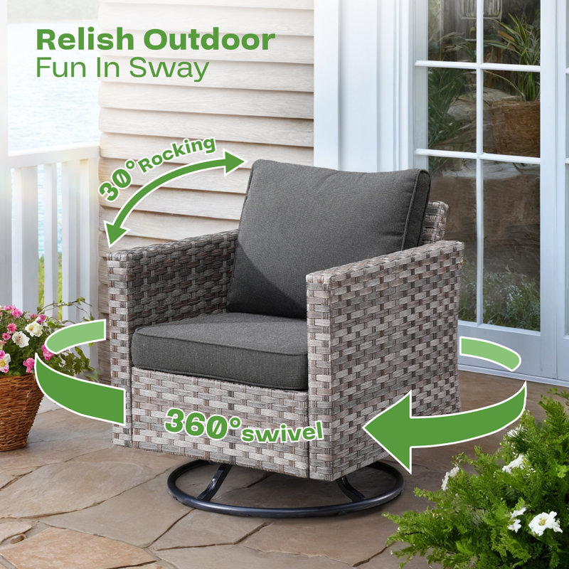 Baili 6 - Person Patio Conversation Set with Cushions, Black, Yes
