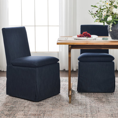Chaise d'appoint de salle à manger rembourrée de 20 po de large avec housse et roulettes (ensemble de 2)