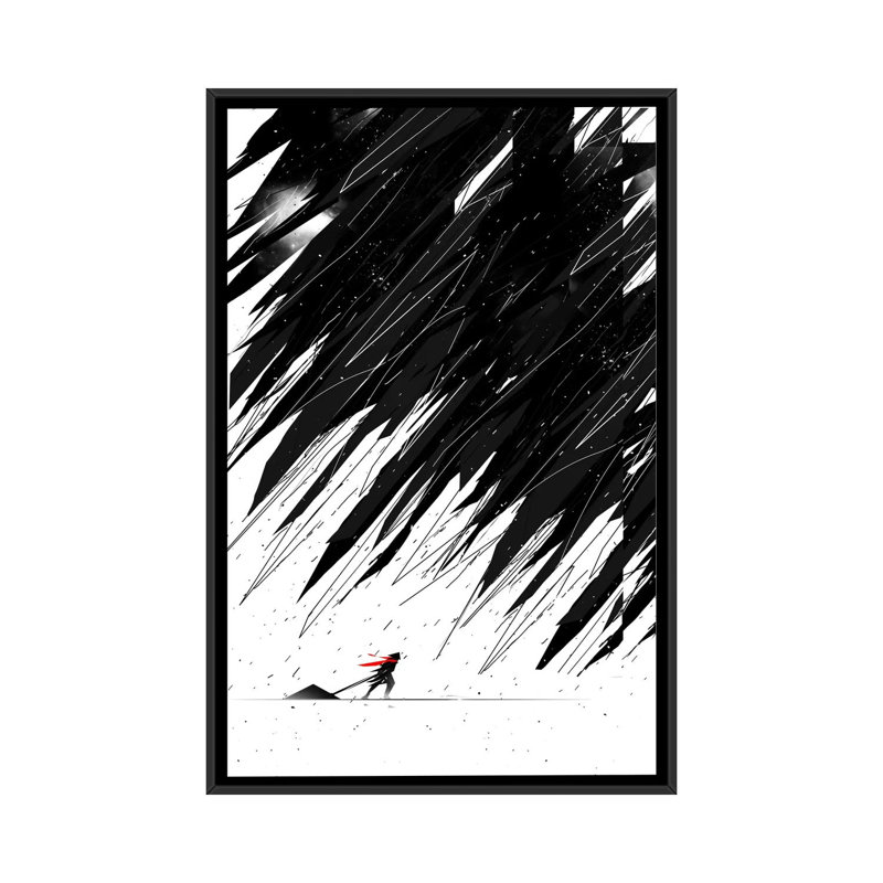 Tempête géométrique, impression sur toile tendue, H 26 po x l 18 po x P 1,5 po, Toile avec cadre noir, Pas de tapis