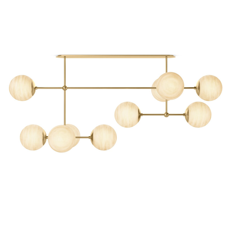 Armstrong 10 - Light Chandelier, Gray, Burnished Brass
