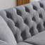 Canapé Chesterfield 80 po en velours gris pour salon, canapé 3 places capitonné avec accoudoirs roulés et tête de clou