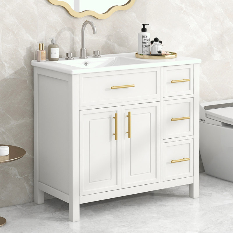 Meuble-lavabo 36 po avec comptoir d'évier, Blanc