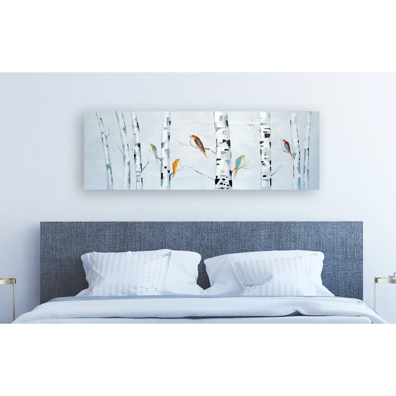 « winter oiseaux », reproduction de peinture à l’huile sur toile tendue