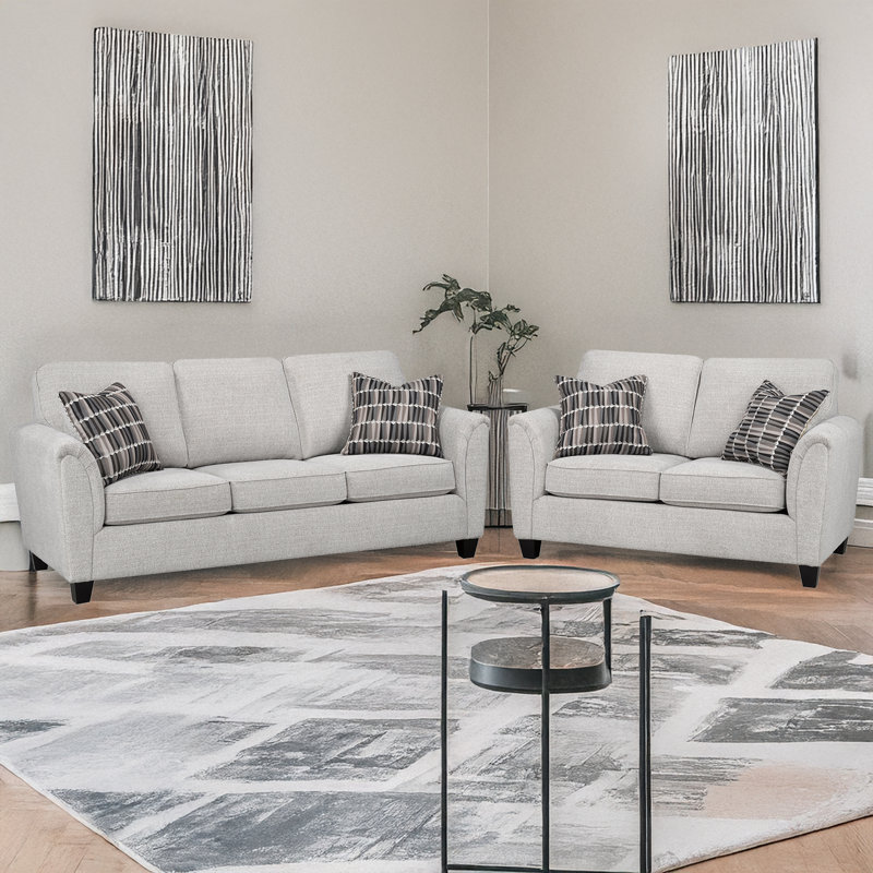 Ensemble de canapé et causeuse en tissu Belknap, gris, Gris