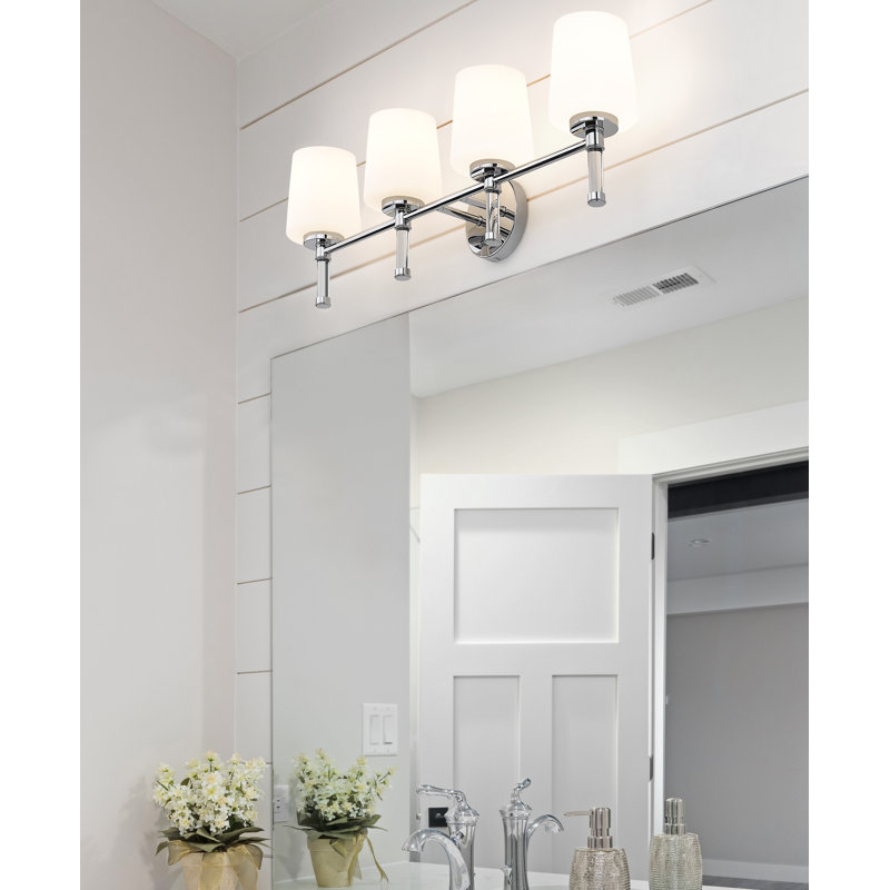 Meuble-lavabo 4 lumières Henri 32 po Chrome, Chrome chrome