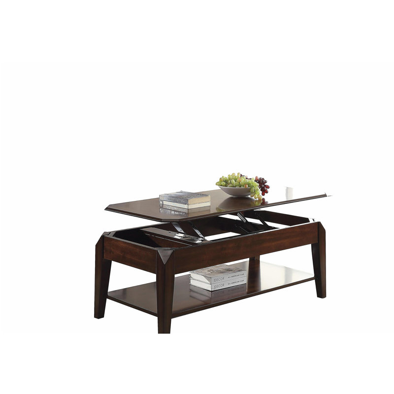 Table basse en bois de noyer avec plateau relevable
